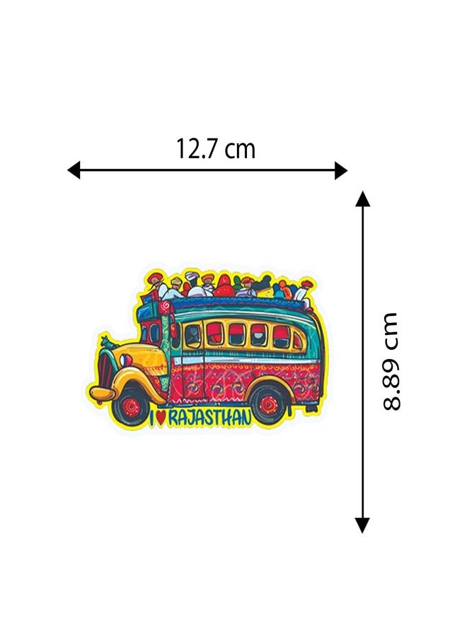GIFTMEBAZAR Gift Me Bazar Rajasthani Bus Fridge Magnet for Home & Office Decor | Rajasthani Theme Magnet | Kitchen Decor Items - Image 4